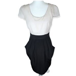 H&M NUDE/BLUSH & BLACK DRESS SZ.6 EUC